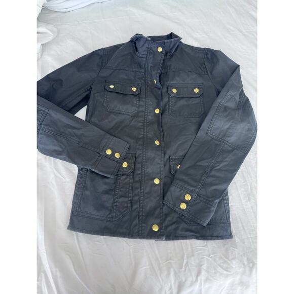 J. Crew Women’s Resin-Coated Twill Field Jacket Size Small Black - Picture 2 of 10